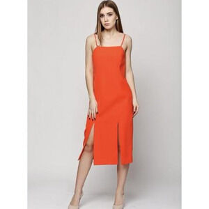 C/MEO Collective Orange Red Strappy Dress Medium Side Slit NWT Date Cocktail